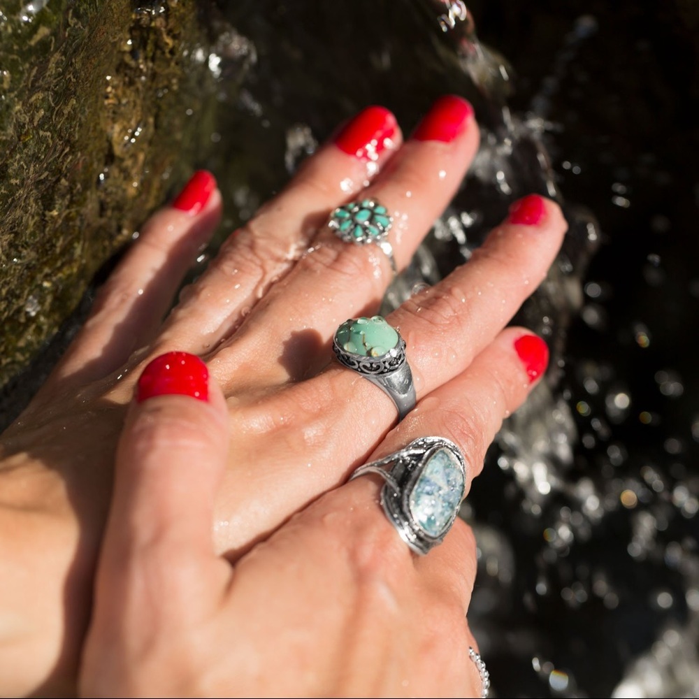 🌺 Turquoise Flower Ring - Picture 4 of 4